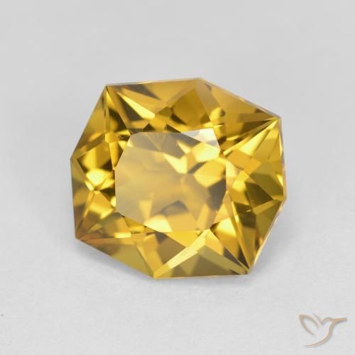 3.20 ct Golden Citrine Stone, Natural Citrine in Octagon Facet Shape for Sale