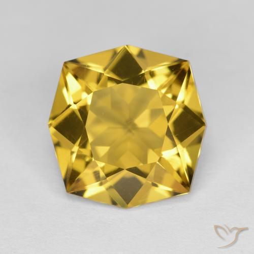 3.98ct Octagon Facet Golden Citrine from Brazil, Dimension 11.1 x 10.7mm, Natural untreated Gemstone, VVS Clarity, 1 piece Citrine in Golden Orange Color, Mohs Hardness of 7 suitable for daily wear jewelry, Merchant's Stone, Photo A