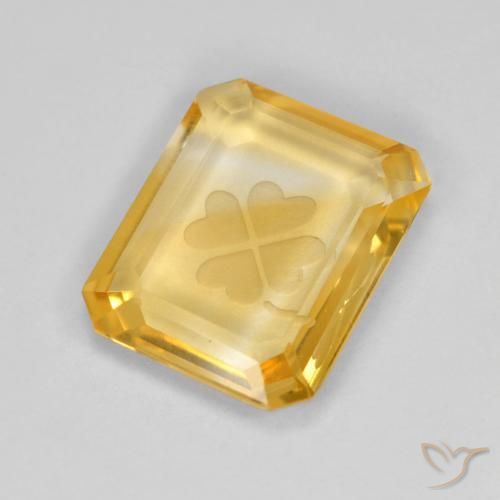 3.20 ct Golden Citrine Stone, Natural Citrine in Carved Octagon Shape for Sale