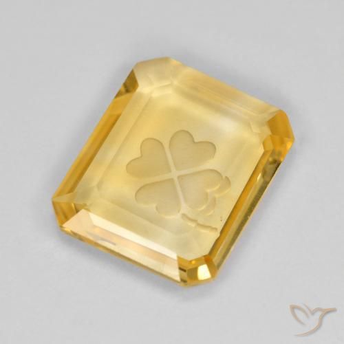 3.42 ct Golden Citrine Stone, Natural Citrine in Carved Octagon Shape for Sale