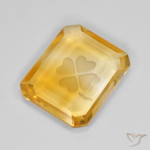 3.22 ct Golden Citrine Stone, Natural Citrine in Carved Octagon Shape for Sale