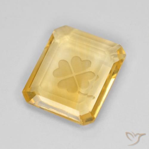 3.45 ct Golden Citrine Stone, Natural Citrine in Carved Octagon Shape for Sale
