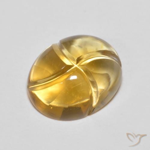 2.33 ct Golden Citrine Stone, Natural Citrine in Carved Oval Shape for Sale