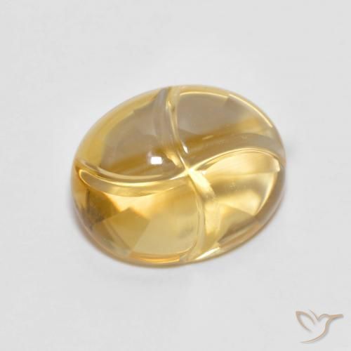 2.33 ct Golden Citrine Stone, Natural Citrine in Carved Oval Shape for Sale