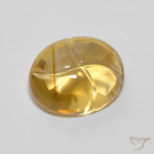 2.60 ct Golden Citrine Stone, Natural Citrine in Carved Oval Shape for Sale
