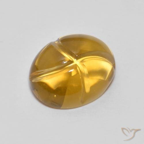 2.54 ct Golden Citrine Stone, Natural Citrine in Carved Oval Shape for Sale