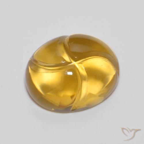 2.81 ct Golden Citrine Stone, Natural Citrine in Carved Oval Shape for Sale