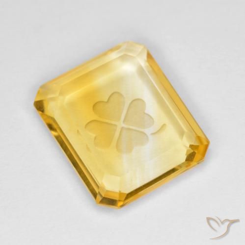 3.45ct Natural Medium Golden Citrine, Emerald Cut, Transparent