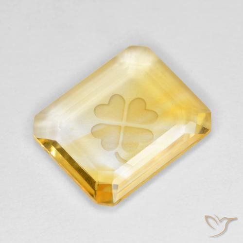 2.67 ct Golden Citrine Stone, Natural Citrine in Carved Octagon Shape for Sale