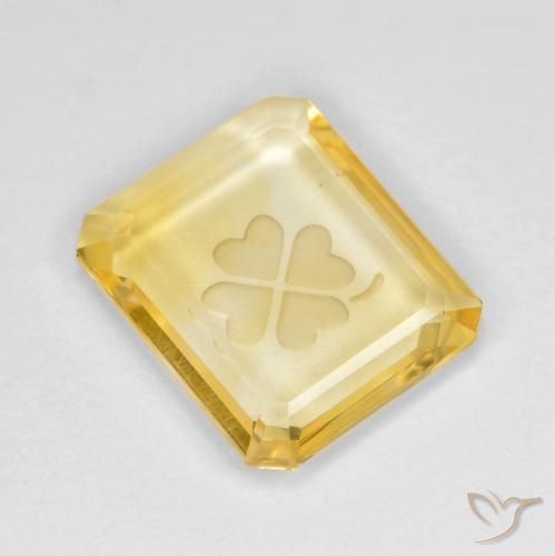 3.25 ct Golden Citrine Gemstone, Citrine Gem in Carved Octagon Shape for Sale.