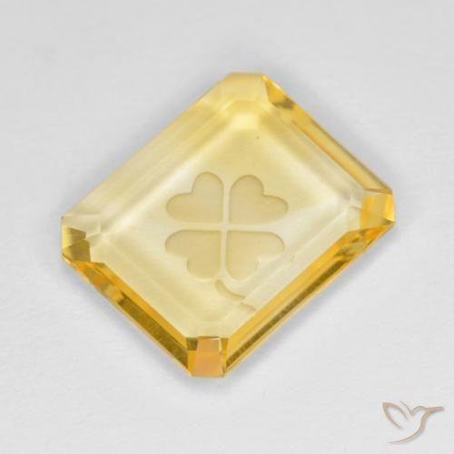 3.25 ct Golden Citrine Stone, Natural Citrine in Carved Octagon Shape for Sale