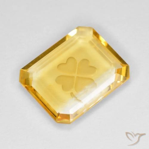 3.31ct Natural Medium Gold Citrine, Emerald Cut, Transparent