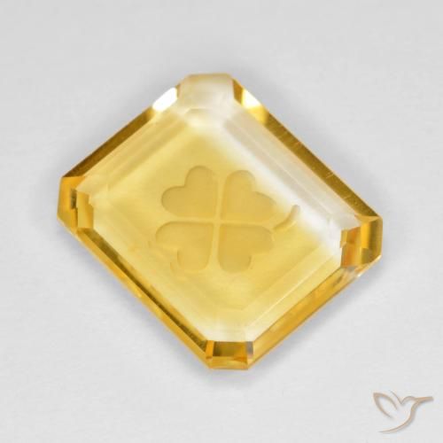 3.31 ct Golden Citrine Stone, Natural Citrine in Carved Octagon Shape for Sale