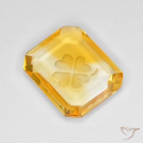 2.72 ct Golden Citrine Stone, Natural Citrine in Carved Octagon Shape for Sale