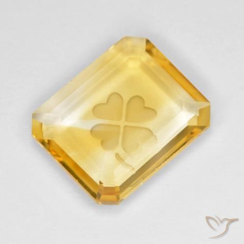 3.51 ct Golden Citrine Stone, Natural Citrine in Carved Octagon Shape for Sale
