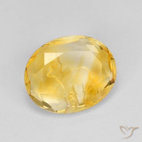 2.17 ct Golden Citrine Stone, Natural Citrine in Carved Oval Shape for Sale