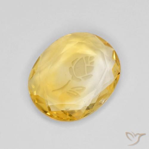 2.73 ct Golden Citrine Stone, Natural Citrine in Carved Oval Shape for Sale
