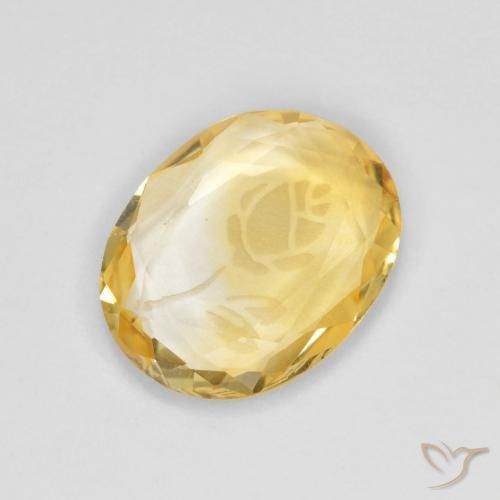 1.41 ct Golden Citrine Stone, Natural Citrine in Carved Oval Shape for Sale