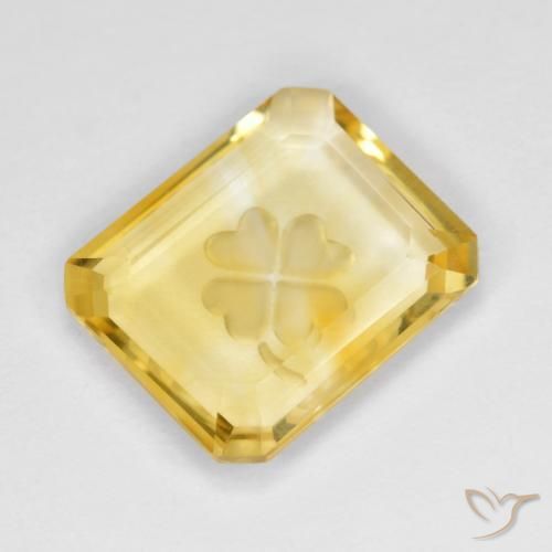 3.39 ct Golden Citrine Stone, Natural Citrine in Carved Octagon Shape for Sale