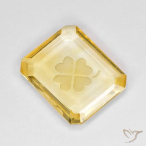 3.09 ct Golden Citrine Stone, Natural Citrine in Carved Octagon Shape for Sale