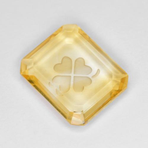 Gold Citrine Gem - 3.6ct Carved Octagon (ID: 602872)