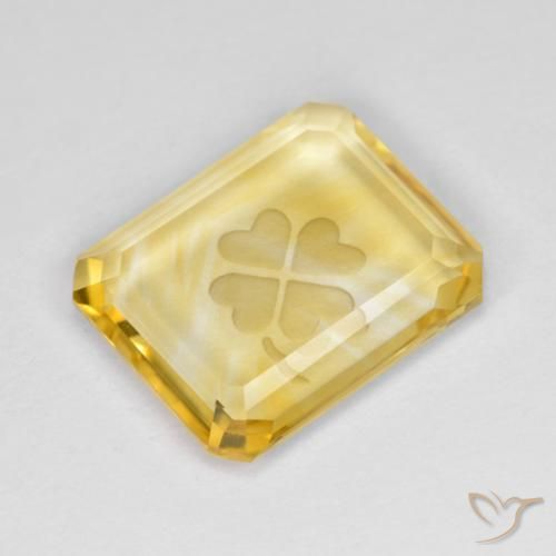 3.40 ct Golden Citrine Stone, Natural Citrine in Carved Octagon Shape for Sale