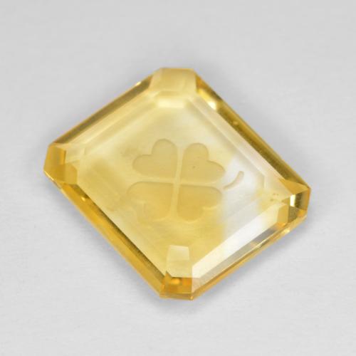Medium Gold Citrine Gem - 3.7ct Carved Octagon (ID: 602878)