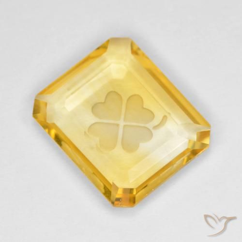 3.23ct Natural Gold Citrine, Emerald Cut, Transparent
