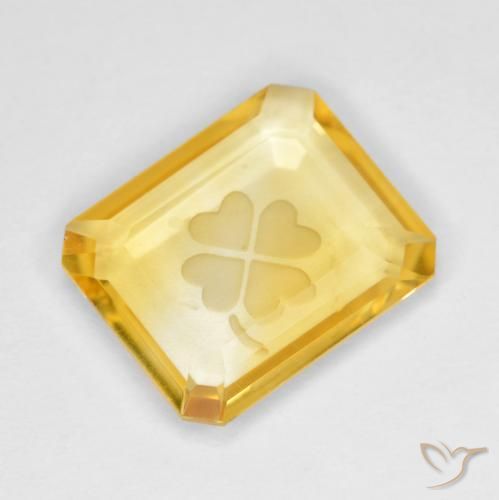 3.23 ct Golden Citrine Stone, Natural Citrine in Carved Octagon Shape for Sale