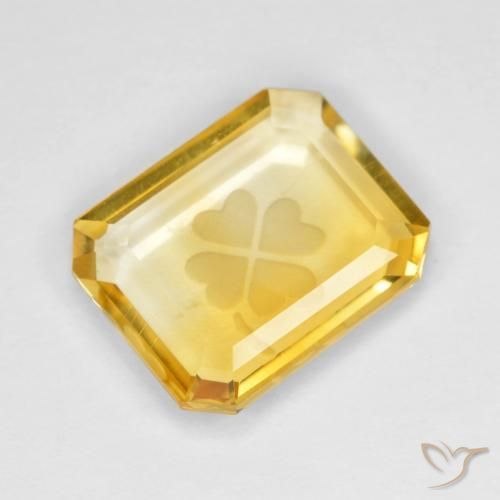 3.47ct Natural Medium Gold Citrine, Emerald Cut, Transparent