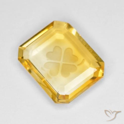 3.47 ct Golden Citrine Stone, Natural Citrine in Carved Octagon Shape for Sale