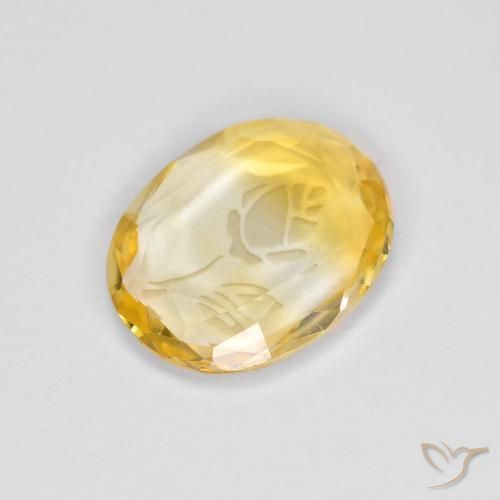 1.53 ct Golden Citrine Stone, Natural Citrine in Carved Oval Shape for Sale