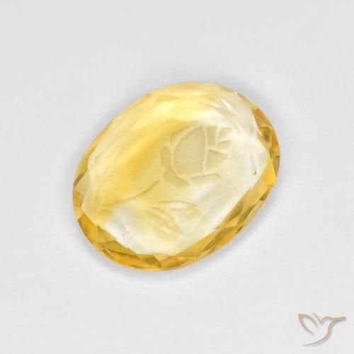 1.47 ct Golden Citrine Stone, Natural Citrine in Carved Oval Shape for Sale