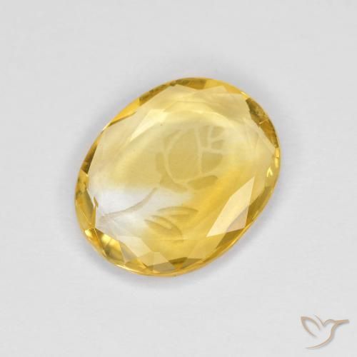 1.41 ct Golden Citrine Stone, Natural Citrine in Carved Oval Shape for Sale