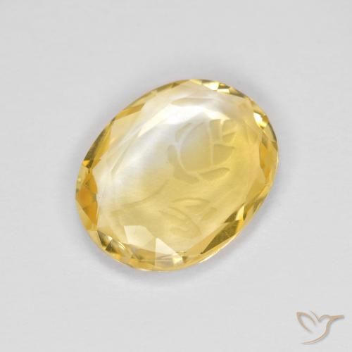 1.53 ct Golden Citrine Stone, Natural Citrine in Carved Oval Shape for Sale
