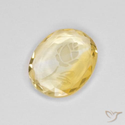 1.42 ct Golden Citrine Stone, Natural Citrine in Carved Oval Shape for Sale