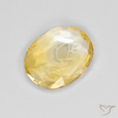 1.59 ct Golden Citrine Stone, Natural Citrine in Carved Oval Shape for Sale
