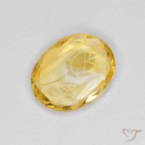 1.44 ct Golden Citrine Stone, Natural Citrine in Carved Oval Shape for Sale