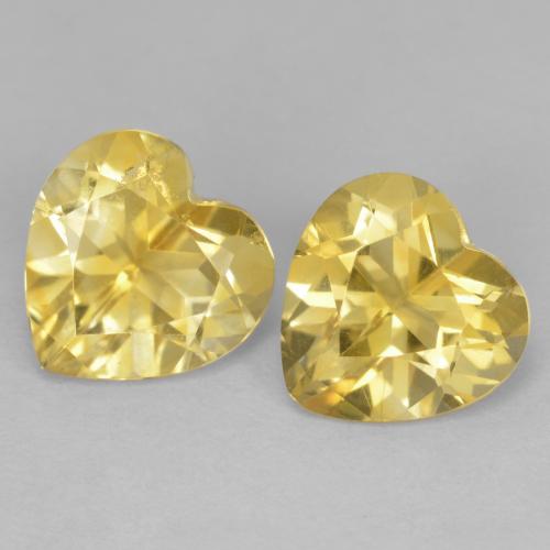 薄いゴールデンイエロー シトリン 宝石 - 1.1ct ハートファセット (ID: 603868)