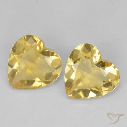 2.02 ct Yellow Citrine, 7.2 x 7 mm Heart Cut From Brazil, Photo A