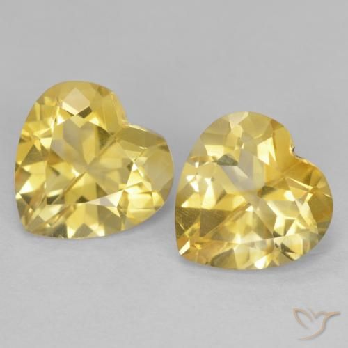 2.16 ct Yellow Citrine, 7.1 x 6.9 mm Heart Cut From Brazil, Photo A