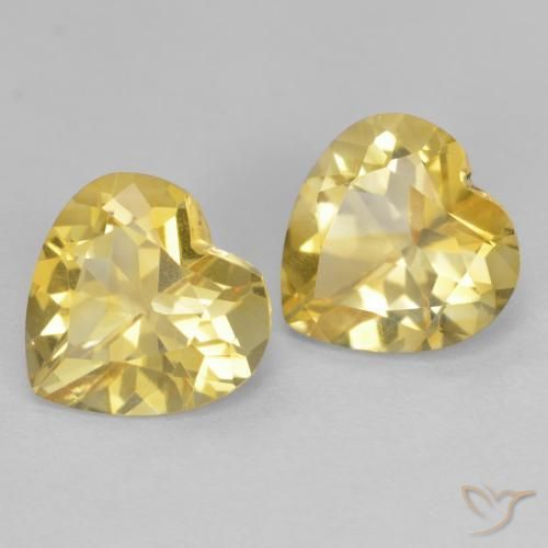 2.16 ctw Yellow Citrine Stones, Natural Citrine in Heart Facet Shape for Sale