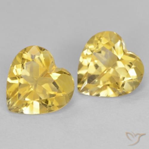 1.97 ctw Yellow Citrine Stones, Natural Citrine in Heart Facet Shape for Sale