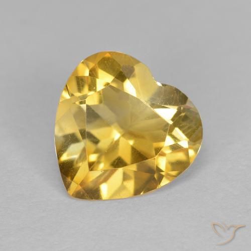Citrina Forma de corazón de 1,12 ct de Brasil, Dimensión 7,1 x 7,1mm, Claridad VS, Piedra preciosa natural No tratado, 1 pieza de Citrina en color Oro, Dureza Mohs de 7 Adecuado para joyas de uso diario, Desbloquea el chakra del plexo solar, Photo A