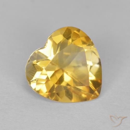1.12 ct Golden Citrine Stone, Natural Citrine in Heart Facet Shape for Sale