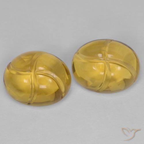 5.62 ctw Golden Citrine Stones, Natural Citrine in Carved Oval Shape for Sale