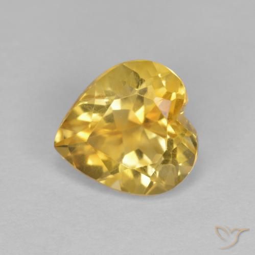 Citrina Dorado Forma de corazón de 7,2 x 6,9mm de Brasil, peso de 1.17 ct, piedra preciosa natural No tratado en claridad VS, Citrina de 1 pieza - Color: Dorado, dureza Mohs de 7 Adecuado para joyas de uso diario, Piedra natal de noviembre, Photo A