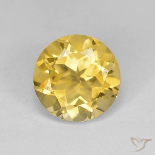 2 ct Yellow Citrine, 8.2 mm Round Cut From Brazil, Photo A
