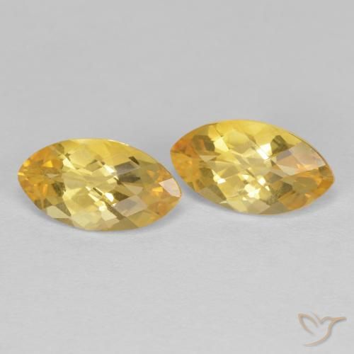 1.88 ctw Golden Citrine Stones, Natural Citrine in Marquise Checkerboard Shape for Sale