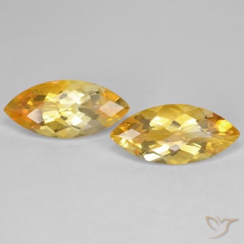 5.52 ct Yellow Citrine, 15.1 x 7.1 mm Marquise Checkerboard From Brazil, Photo A